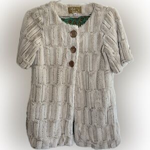 Vintage Aunt Wanda Jacket faux fur Short Sleeve NWOT Size X-Small